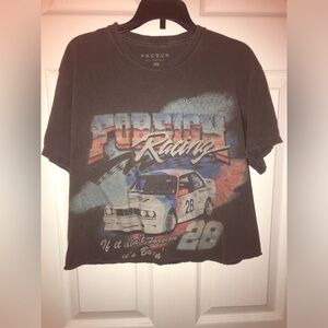 PacSun Black Racing Graphic Crop Tee Short Sleeve